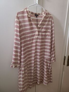 Steven Alan Cream Dress with Red Dotted Stripes
